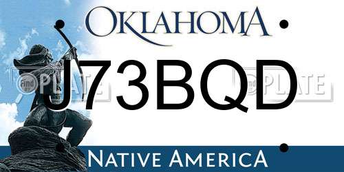 J73BQD Oklahoma License Plate