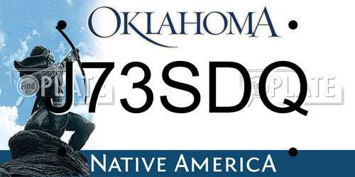 J73SDQ Oklahoma License Plate