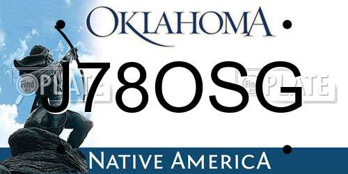 J78OSG Oklahoma License Plate