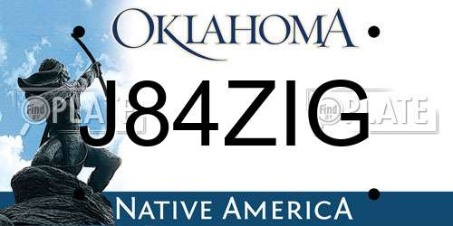 J84ZIG Oklahoma License Plate