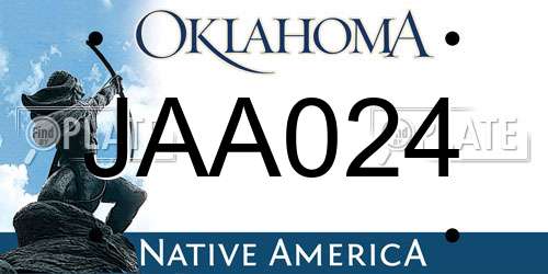 JAA024 Oklahoma License Plate