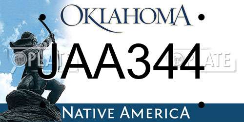 JAA344 Oklahoma License Plate