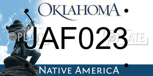 JAF023 Oklahoma License Plate