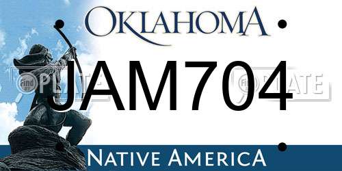 JAM704 Oklahoma License Plate