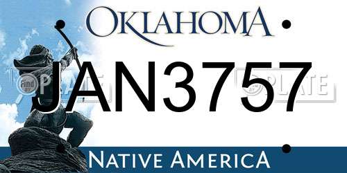 JAN3757 Oklahoma License Plate
