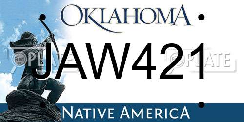 JAW421 Oklahoma License Plate