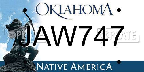 JAW747 Oklahoma License Plate
