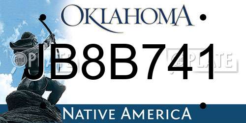 JB8B741 Oklahoma License Plate