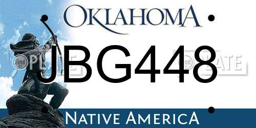 JBG448 Oklahoma License Plate