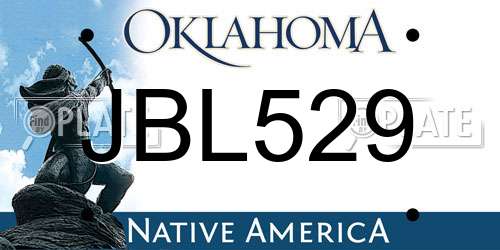 JBL529 Oklahoma License Plate