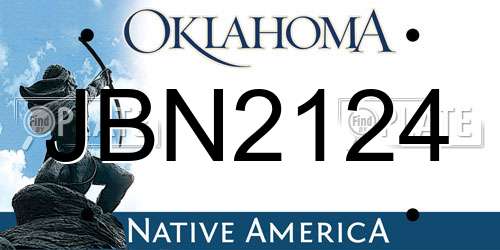 JBN2124 Oklahoma License Plate