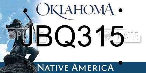 JBQ315 Oklahoma License Plate