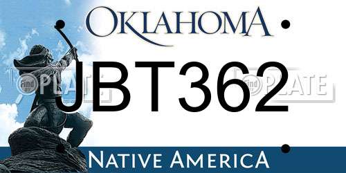 JBT362 Oklahoma License Plate