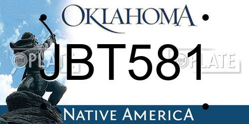 JBT581 Oklahoma License Plate