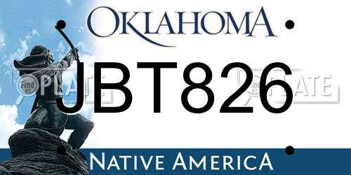 JBT826 Oklahoma License Plate