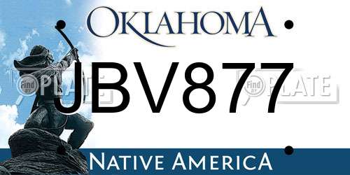 JBV877 Oklahoma License Plate