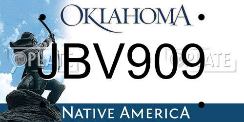 JBV909 Oklahoma License Plate