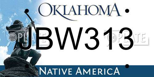 JBW313 Oklahoma License Plate