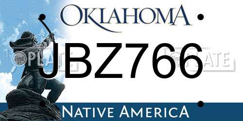 JBZ766 Oklahoma License Plate