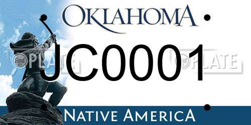 JC0001 Oklahoma License Plate