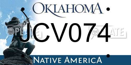 JCV074 Oklahoma License Plate