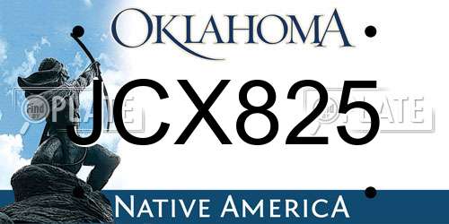 JCX825 Oklahoma License Plate