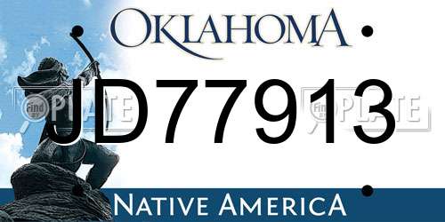 JD77913 Oklahoma License Plate