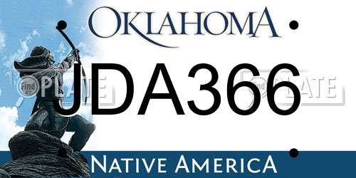 JDA366 Oklahoma License Plate