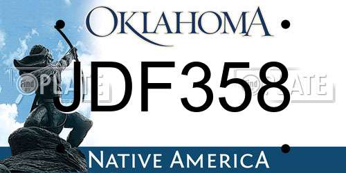 JDF358 Oklahoma License Plate