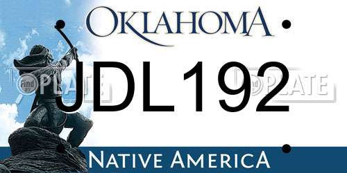 JDL192 Oklahoma License Plate