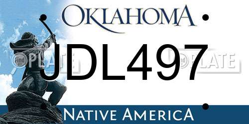 JDL497 Oklahoma License Plate