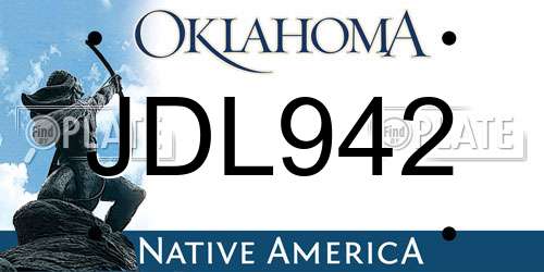 JDL942 Oklahoma License Plate