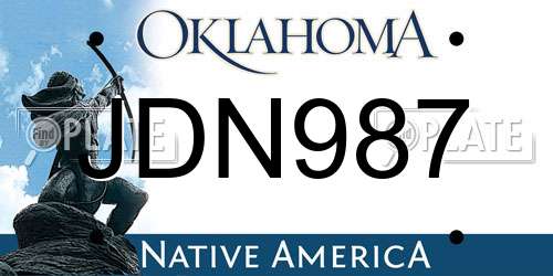 JDN987 Oklahoma License Plate