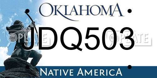 JDQ503 Oklahoma License Plate