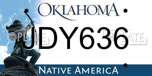 JDY636 Oklahoma License Plate
