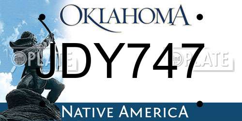 JDY747 Oklahoma License Plate