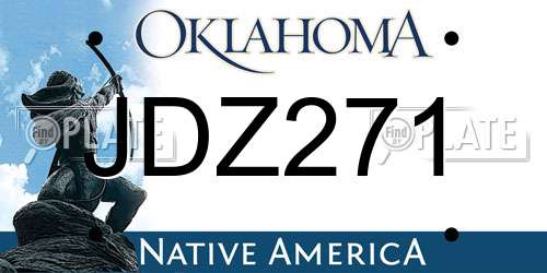 JDZ271 Oklahoma License Plate