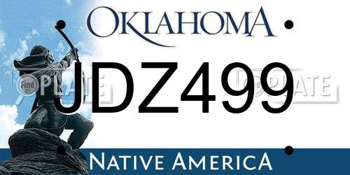 JDZ499 Oklahoma License Plate