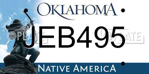 JEB495 Oklahoma License Plate