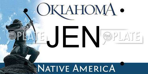 JEN Oklahoma License Plate