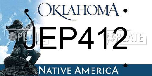 JEP412 Oklahoma License Plate