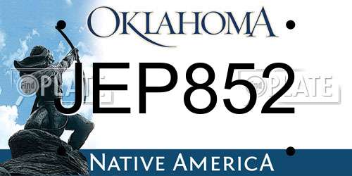 JEP852 Oklahoma License Plate