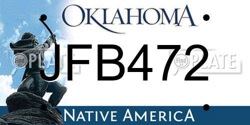 JFB472 Oklahoma License Plate