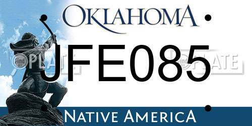 JFE085 Oklahoma License Plate