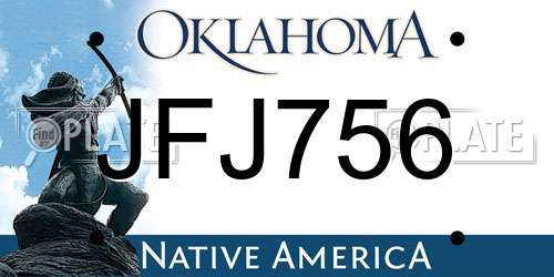 JFJ756 Oklahoma License Plate