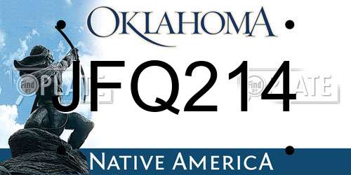JFQ214 Oklahoma License Plate