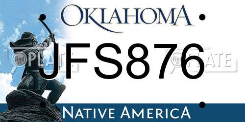 JFS876 Oklahoma License Plate