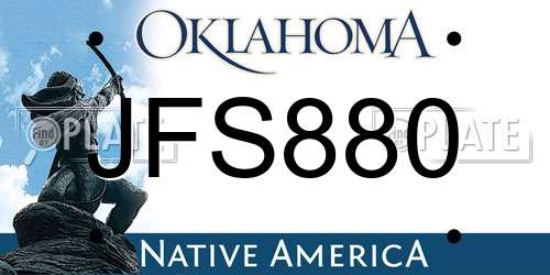 JFS880 Oklahoma License Plate