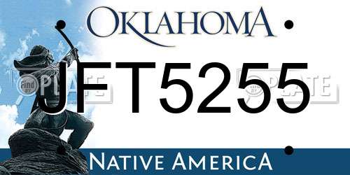 JFT5255 Oklahoma License Plate