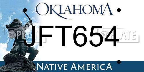 JFT654 Oklahoma License Plate